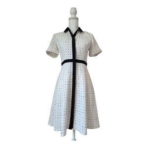 Ann Taylor Black and White Polka Dot Midi Dress